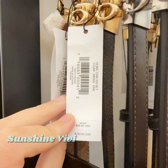 NWT Coach Roller Buckle Cut To Size Reversible Belt In Signature Canvas CCJ04 - Picture 6 of 7